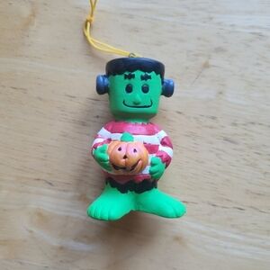 Frankenstein Hand Painted Plaster Halloween Pumpkin Christmas Ornament